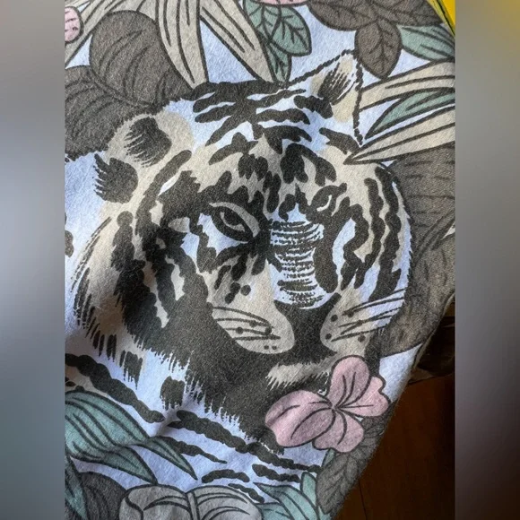 Just Cristina Floral and Tiger Print Shirt Vintage 90s beach BoHo - Picture 12 of 14